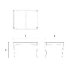 Table Marseilles with refined lines, drawing