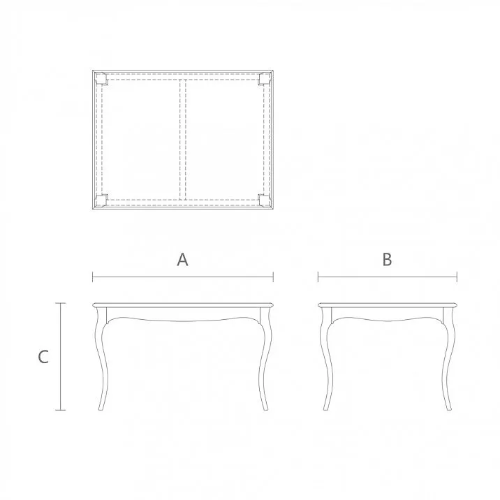 Table Marseilles with refined lines, drawing