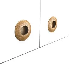 Wooden furniture handles on the facade