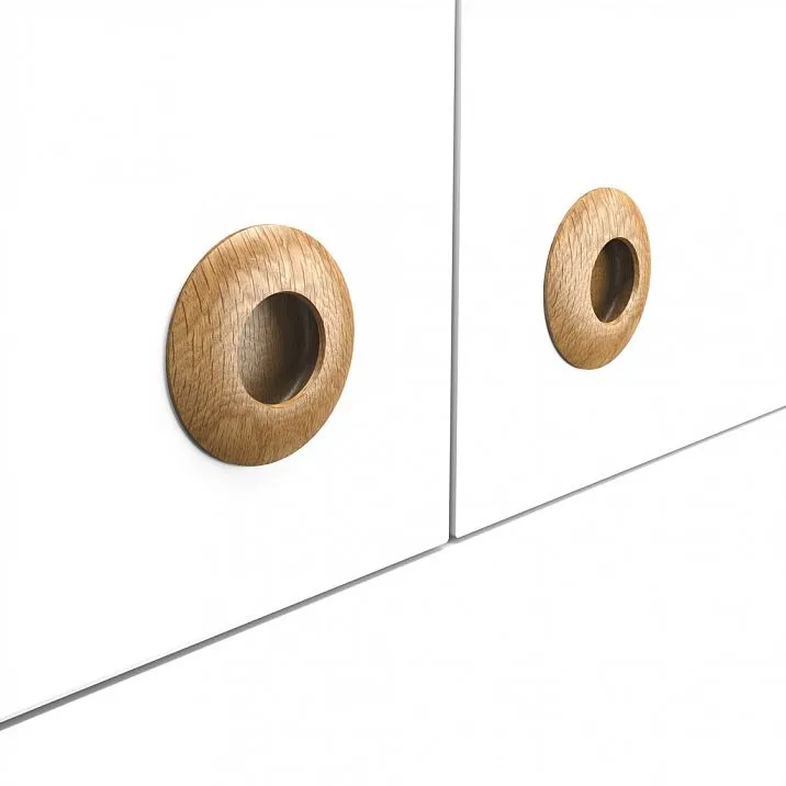 Wooden furniture handles on the facade