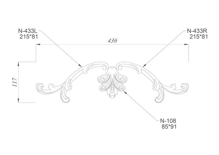 Wooden decor set C-042, including three appliqu&eacute;s drawing