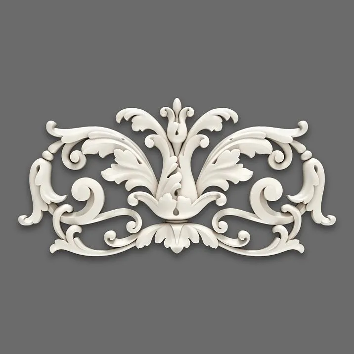 Carved polyurethane applique with floral pattern NPU-440, moisture-resistant