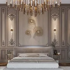 Relief decoration CPU.VRS-058, mounted on the wall in a classic interior, creating an accent panel effect