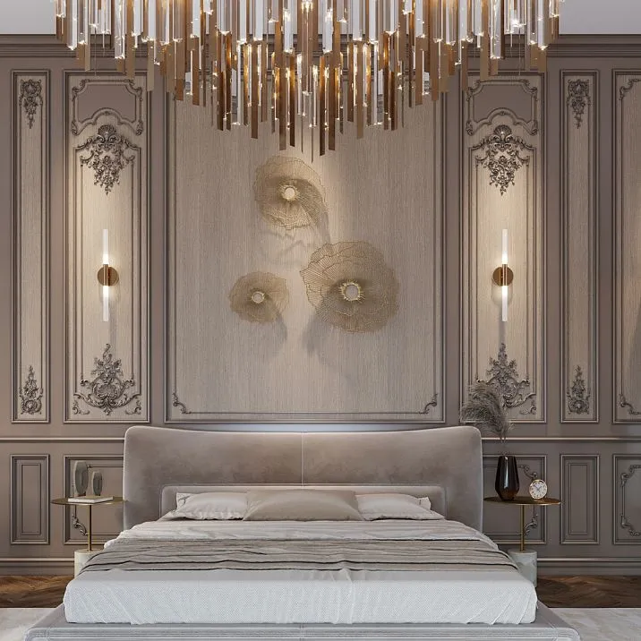 Relief decoration CPU.VRS-058, mounted on the wall in a classic interior, creating an accent panel effect