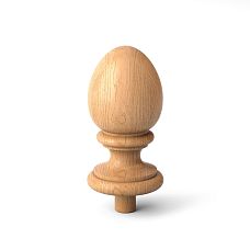 Wooden finial on post L-116 in the shape of an ellipse on a light background
