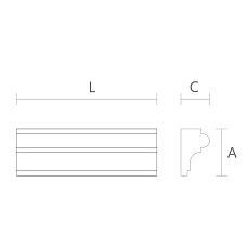 Schematic illustration of dimensions and decorative profile of molding MLD-058