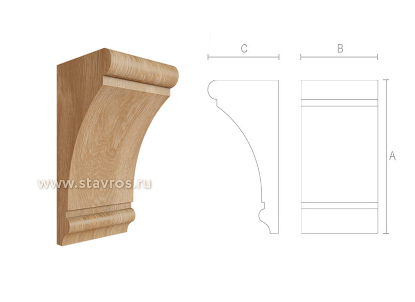 Bracket деревянный для полки, мебельный купить в интернет-магазине