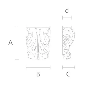 Polyurethane carved appliqu&eacute; for decorating classical moldings on walls for home furnishings