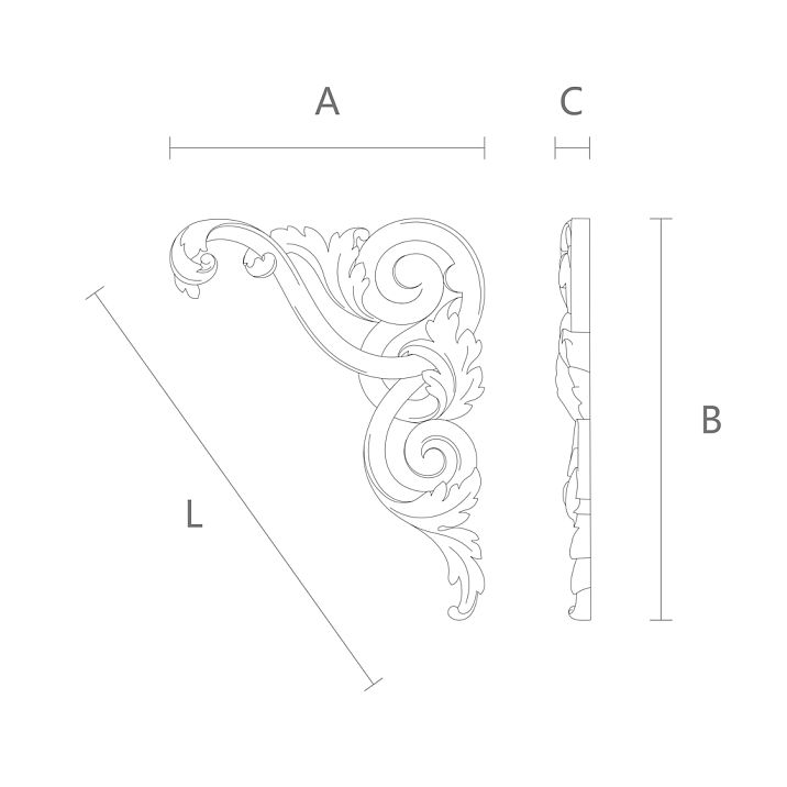 Wooden overlay with carved pattern N-322R drawing