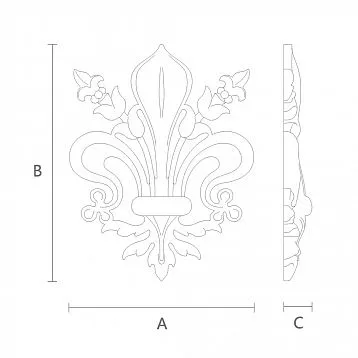 Elegant Carved Applique from Wood with Leaf Shape and Floral Pattern
