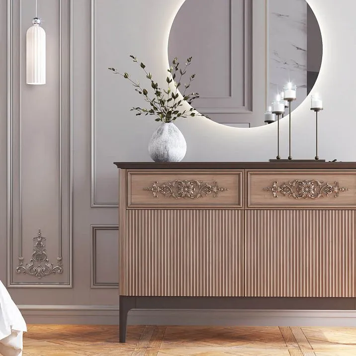 Carved finial N-402.1R in the decoration of furniture fronts and wall panels