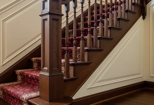 Wooden Balusters and Posts for Staircases in Classic Interior