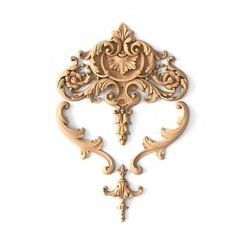 Carved wooden decoration set for furniture and wall decoration