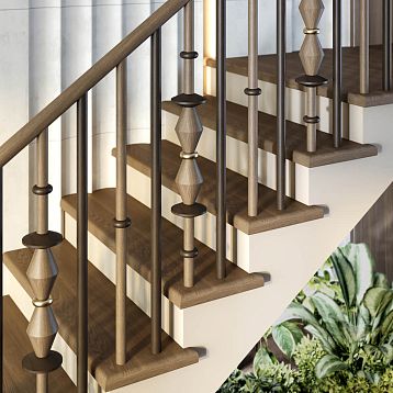 KON-015 beech or oak solid wood baluster set, height 1000 mm