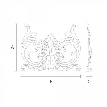 Wooden decor N-415 with wood carving, semi-circular shape