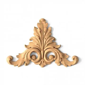 Wooden decorative element with carved floral design