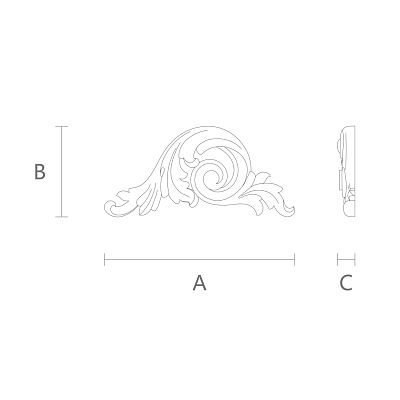 Carved cover plate из полиуретана NPU-209L, чертеж декора для потолка