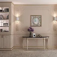 Decorative element MLD-2-1.1 in wall design, an example of application in a classic interior