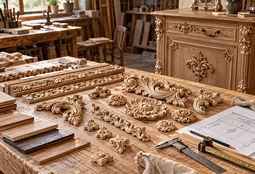 Ready-made furniture carvings made of natural wood