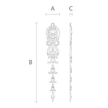 Carved wooden overlay N-499 from solid oak with laurel garland and cartouche &mdash; vertical decor for furniture and interior