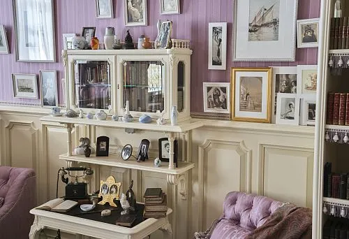 White Wooden Set with Decorative Elements and Retro Accessories.