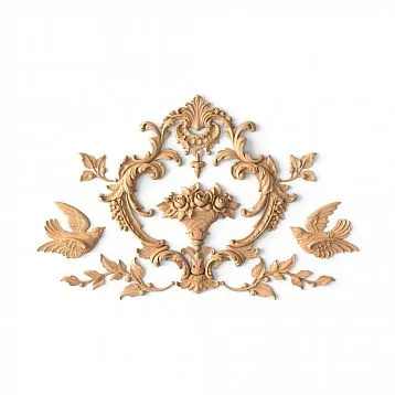 Decor Set C-051 made of wood &mdash; a set of seven carved appliqu&eacute;s of different sizes and shapes