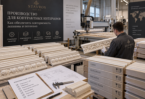 Manufacture of plasterwork for contract interiors