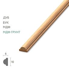 Solid wood molding MLD-001, 10&times;6 mm quarter-round profile, solid wood