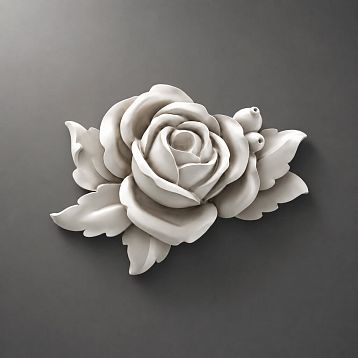 Relief decoration NPU-473: floral appliqu&eacute; from polyurethane in the shape of a rose