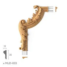 Corner decorative element MLD-3U-2.1L made of solid wood for MLD-003 molding