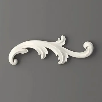 Stucco decor NPU-431R up close, showcasing smooth wavy scrolls