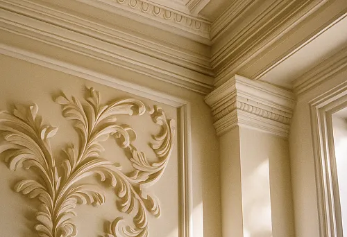 Cornice and Molding in a Classic Interior with Soft Lighting