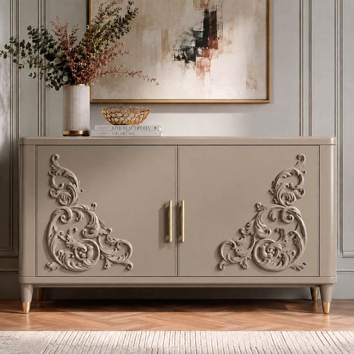 Left carved overlay N-440L for symmetrical decoration of a furniture facade.
