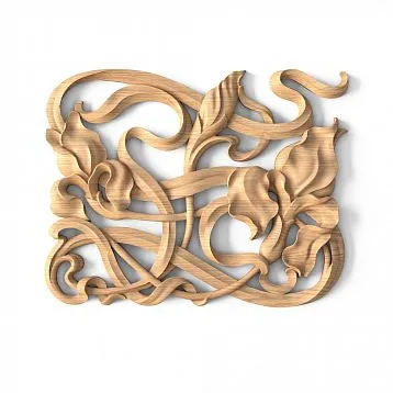 Floral Pattern on Carved Wooden Overlay N-275R