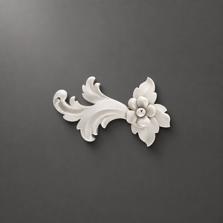 Molding decoration NPU-425L in close-up, showing the floral motif and elegant scrolls