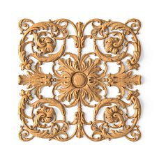 Wooden decor N-196.1 with a square carved composition made of natural wood