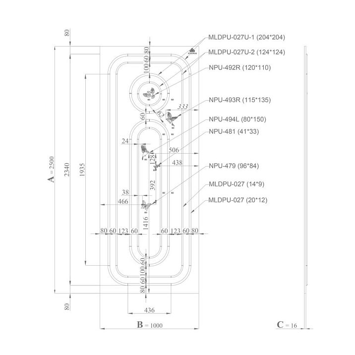 Exhibition stand SVPU‑006 Japandi for decor display drawing