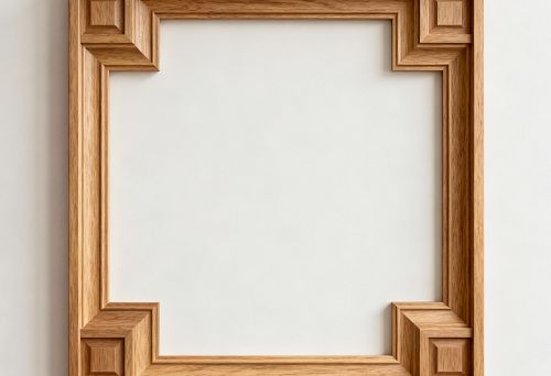 Wooden moldings and borders arranged as a strict square frame on the wall in contemporary Russian style