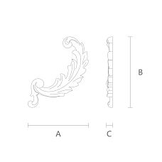 Carved overlay NPU-221L made of polyurethane, drawing of decorative stucco