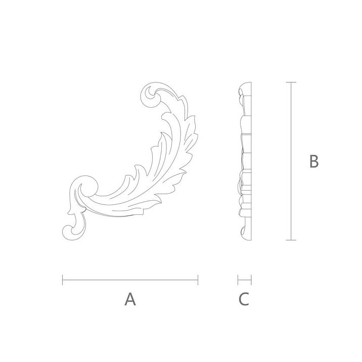 Carved overlay NPU-221L made of polyurethane, drawing of decorative stucco