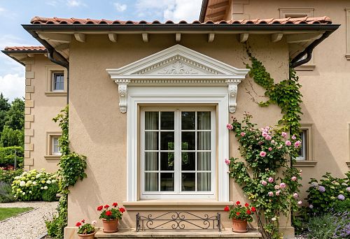 Polyurethane sandrik above the window: how to choose the top framing for the facade of a private house