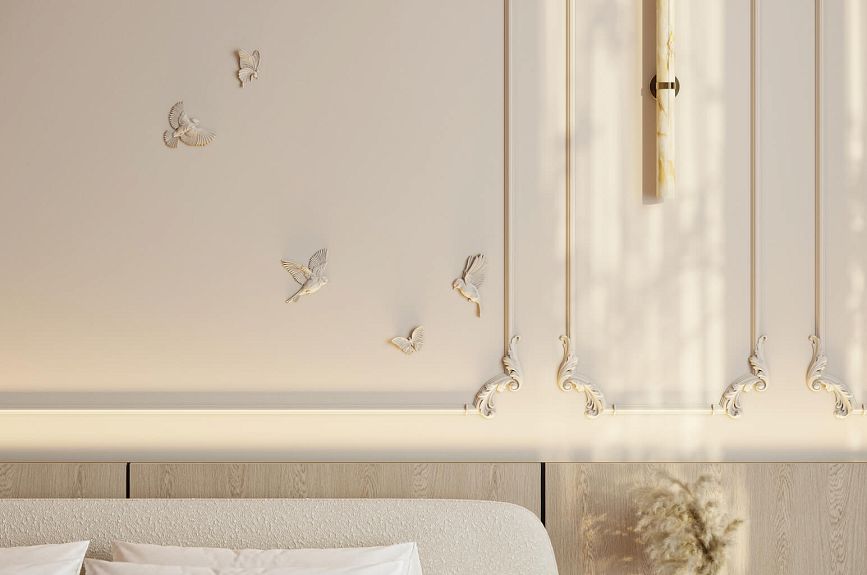 Light bedroom with MLD-002-MG molding