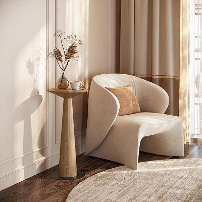 Высокий table Sopp 002-014 из натурального дерева в мягком и экологичном интерьере