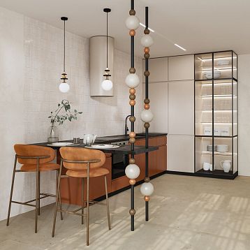 Set of decorative partition post KON-002 made of beech with round turned elements