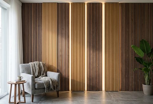 Wall slats and slatted panels: how to choose format, spacing and lighting for accent wall