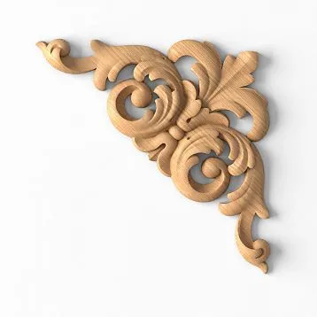 Wooden decor N-009 with carved flowers and leaves