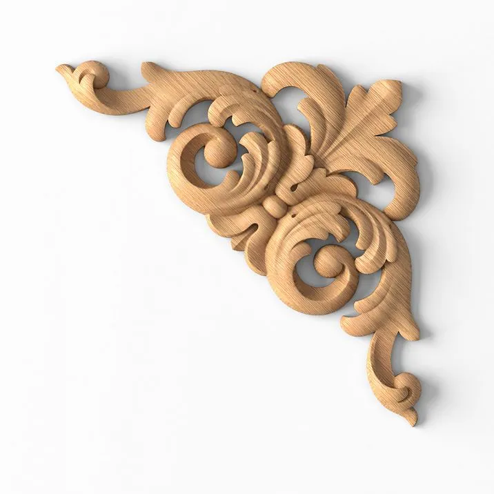 Wooden decor N-009 with carved flowers and leaves