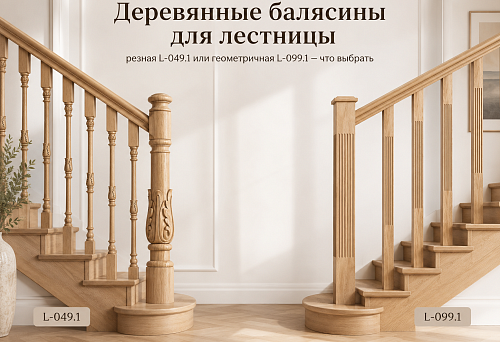 Carved wooden baluster L-049.1 for stair railing