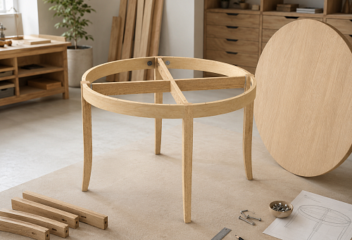 STL-031 table frame: how to assemble a round dining table with a crossbar belt
