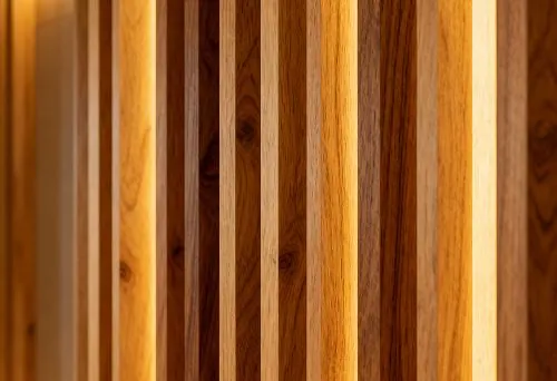 Wall slat finishing made of natural wood